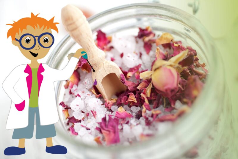 Salz mit duftenden Kräutern und Blumen, Kind